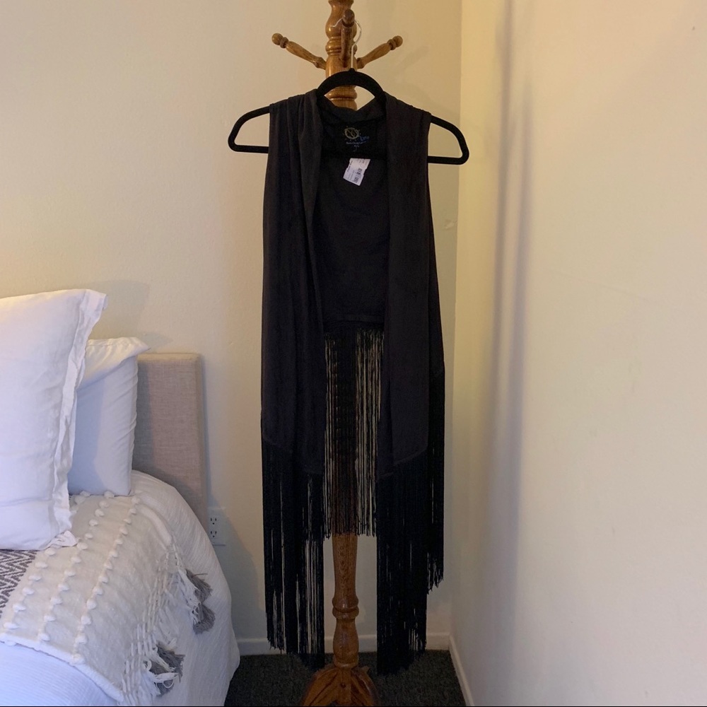 Black fringe vest